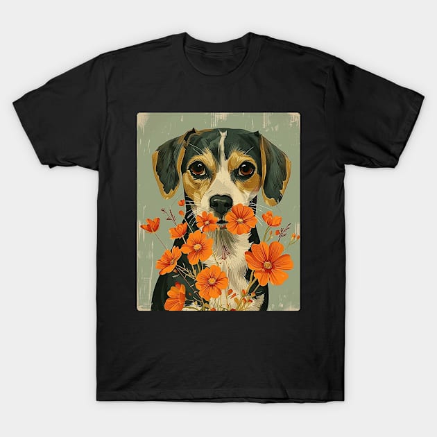 Beagle Flowers Photo Art Design For Dog Onwer T-Shirt by karishmamakeia